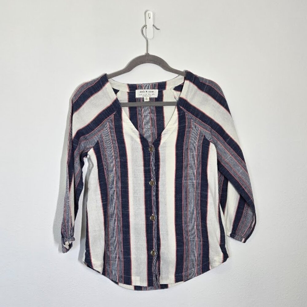 CLOTH & STONE by ANTHROPOLOGIE stripes button down blouse Sz S - Picture 7 of 9